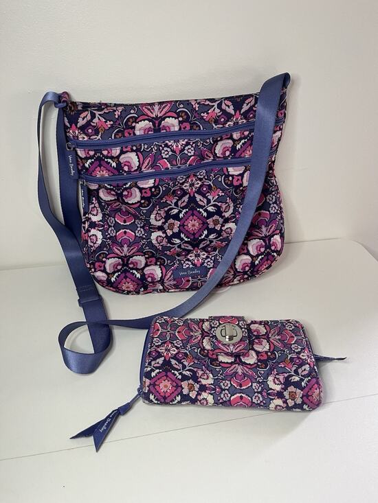 Vera Bradley Handbags - Vera Bradley Magenta Medallion Triple Zip Hipster Crossbody Bag Matching Wallet